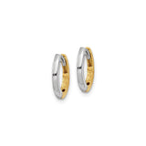14k Two-Tone Gold Hoop Earrings, Yellow and White Gold, Polished Minimalist Design