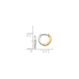 14k Two-Tone Gold Hoop Earrings, Yellow and White Gold, Polished Minimalist Design