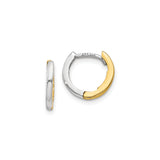 14k Two-Tone Gold Hoop Earrings, Yellow and White Gold, Polished Minimalist Design
