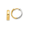 14k Yellow and White Gold Hoop Earrings, Huggie Style with Polished Finish for Women