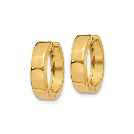 14k Yellow Gold Hoop Earrings, Classic Round Design with High Polish Finish, Lightweight Minimalist Style