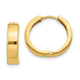 14k Yellow Gold Hoop Earrings, Classic Round Design with High Polish Finish, Lightweight Minimalist Style