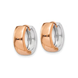 14k Yellow Gold Hoop Earrings, Two-Tone Rose and White Gold, Modern Minimalist Style for Women