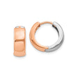 14k Yellow Gold Hoop Earrings, Two-Tone Rose and White Gold, Modern Minimalist Style for Women