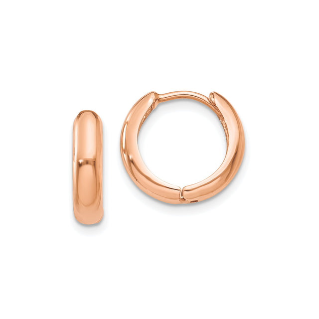 14k Rose Gold Hoop Earrings, Small Polished Lightweight Hoops, Minimalist Modern Jewelry