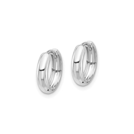 14k White Gold Hoop Earrings, Polished Minimalist Huggies for Men and Women