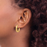 14k Yellow Gold Hoop Earrings, Diamond Cut Round Hoops with Polished Finish for Women