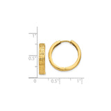 14k Yellow Gold Hoop Earrings, Diamond Cut Round Hoops with Polished Finish for Women