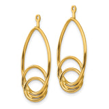 14k Yellow Gold Dangle Earrings with Open Teardrop and Overlapping Circle Design