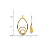 14k Yellow Gold Dangle Earrings with Open Teardrop and Overlapping Circle Design