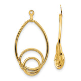 14k Yellow Gold Dangle Earrings with Open Teardrop and Overlapping Circle Design