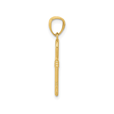 14k Yellow Gold Heart Key Pendant, Romantic Symbolic Charm for Women