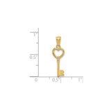 14k Yellow Gold Heart Key Pendant, Romantic Symbolic Charm for Women