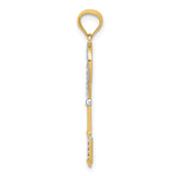 14k Multi-Tone Gold Key Pendant with Heart Shaped Top and Diamond Cut Detailing