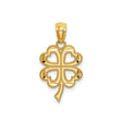 14k Yellow Gold Four-Leaf Clover Pendant with Heart-Shaped Leaves, Lucky Charm Jewelry for Women
