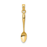 14k Yellow Gold Spoon Pendant Charm, Polished Finish with Detailed Handle, Culinary Theme