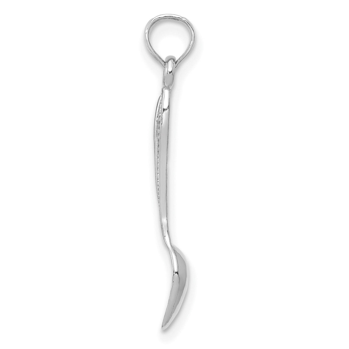 14k White Gold Spoon Pendant Charm with Detailed Design, Culinary Theme for Women