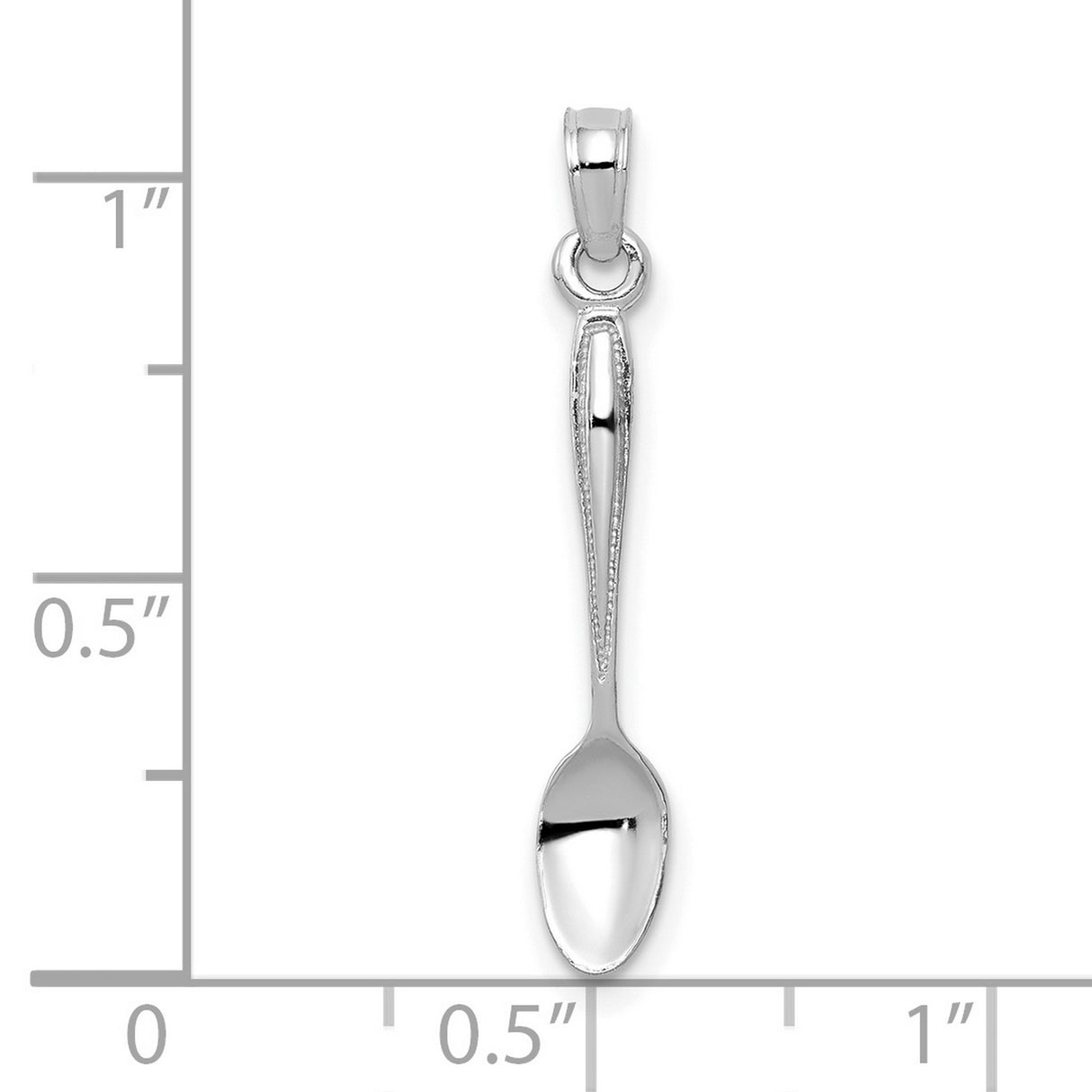 14k White Gold Spoon Pendant Charm with Detailed Design, Culinary Theme for Women