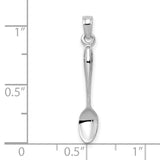 14k White Gold Spoon Pendant Charm with Detailed Design, Culinary Theme for Women