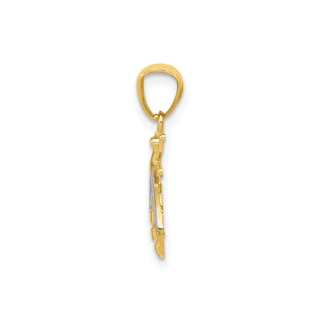 14k Multi-Tone Gold Bee Pendant with Detailed Wings and Body, Nature-Inspired Charm for Women
