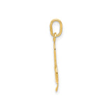 14k Yellow Gold Treble Clef Pendant, Polished Musical Note Charm for Women or Unisex Wear