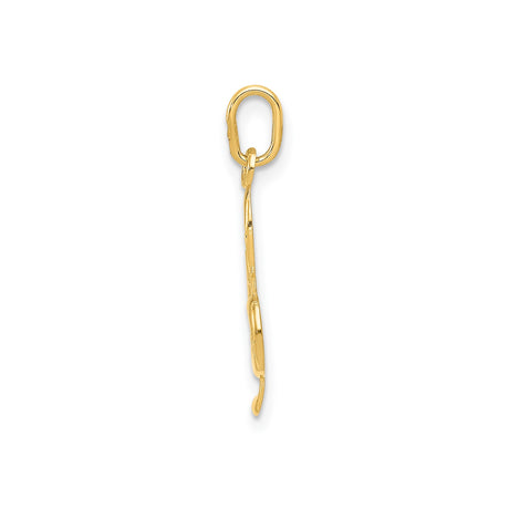 14k Yellow Gold Treble Clef Pendant, Polished Musical Note Charm for Women or Unisex Wear