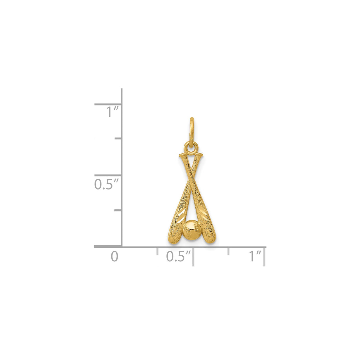 14k Yellow Gold Baseball Pendant with Crossed Bats and Ball, Sports Charm for Fans and Players