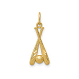 14k Yellow Gold Baseball Pendant with Crossed Bats and Ball, Sports Charm for Fans and Players