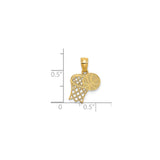 14k Yellow Gold Basketball Pendant with Detailed Net and Ball Design, Sports Jewelry