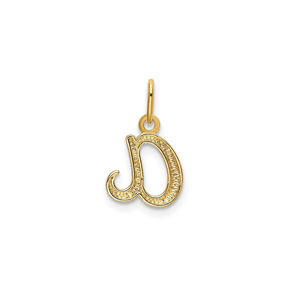 14k Yellow Gold Initial Pendant, Lowercase Cursive Letter A Charm for Women