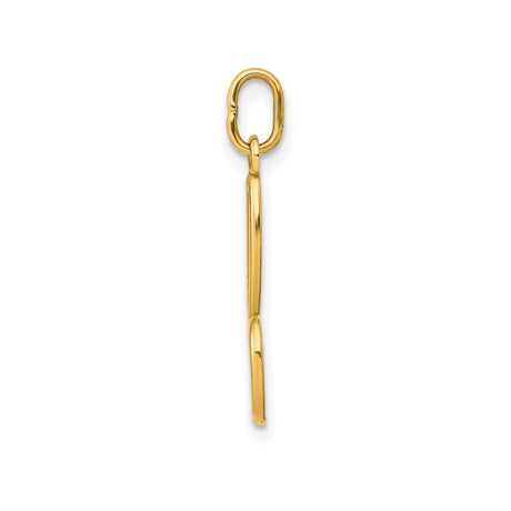 14k Yellow Gold Script Letter B Pendant, Cursive Initial Charm, Polished Monogram Jewelry