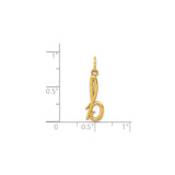 14k Yellow Gold Script Letter B Pendant, Cursive Initial Charm, Polished Monogram Jewelry