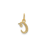 14k Yellow Gold Script Initial Pendant with Polished Letter C Charm