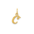 14k Yellow Gold Script Initial Pendant with Polished Letter C Charm