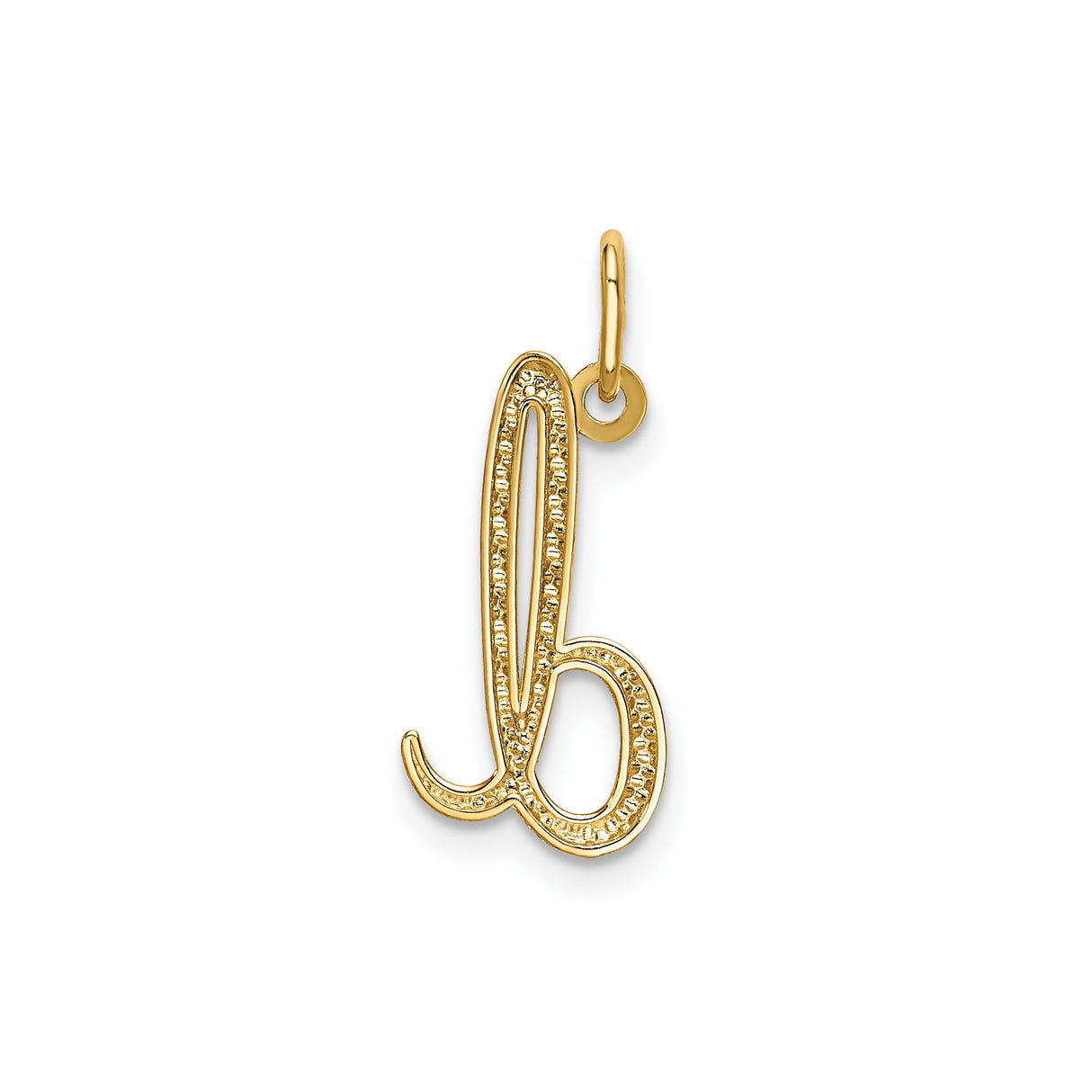 14k Yellow Gold Script Initial Pendant, Cursive Letter L Monogram Charm for Women