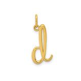 14k Yellow Gold Script Initial Pendant, Cursive Letter L Monogram Charm for Women