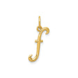 14k Yellow Gold Script F Pendant, Polished Lowercase Initial Charm for Women