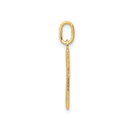 14k Yellow Gold Letter G Pendant, Polished Script Initial Charm for Necklace or Bracelet