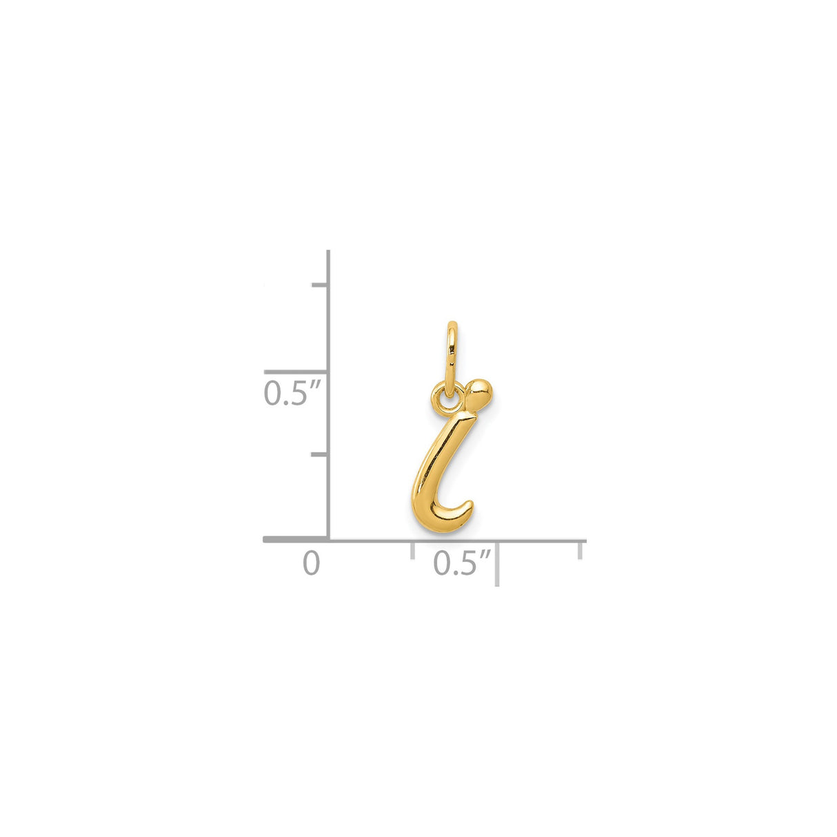 14k Yellow Gold Lowercase I Initial Pendant Charm, Polished Letter Jewelry for Women or Unisex