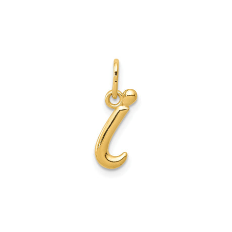 14k Yellow Gold Lowercase I Initial Pendant Charm, Polished Letter Jewelry for Women or Unisex