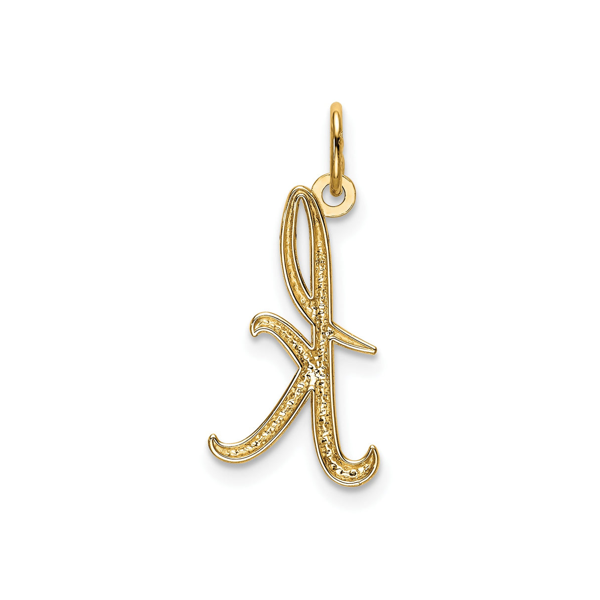 14k Yellow Gold Script Letter K Pendant Charm, Cursive Initial Monogram Jewelry for Women