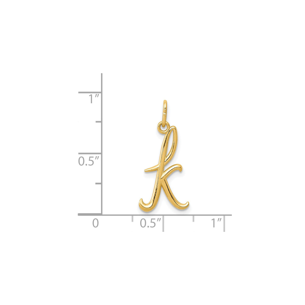 14k Yellow Gold Script Letter K Pendant Charm, Cursive Initial Monogram Jewelry for Women