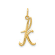 14k Yellow Gold Script Letter K Pendant Charm, Cursive Initial Monogram Jewelry for Women