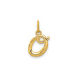 14k Yellow Gold Script Letter O Pendant, Polished Cursive Initial Charm for Women