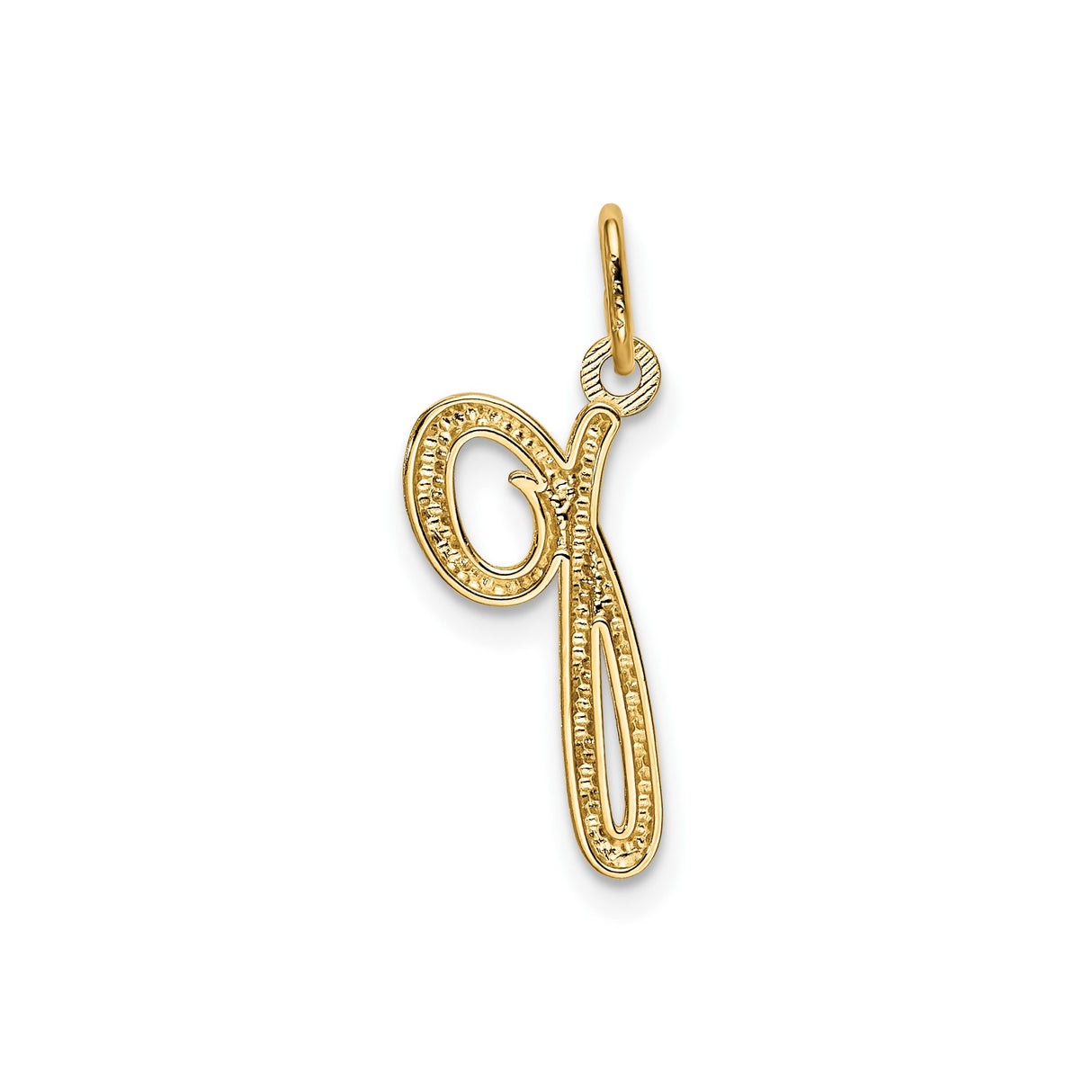 14k Yellow Gold Letter P Pendant, Cursive Script Initial Charm for Women