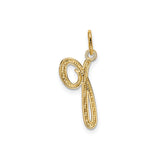 14k Yellow Gold Letter P Pendant, Cursive Script Initial Charm for Women
