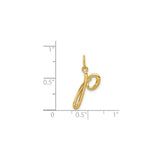 14k Yellow Gold Letter P Pendant, Cursive Script Initial Charm for Women