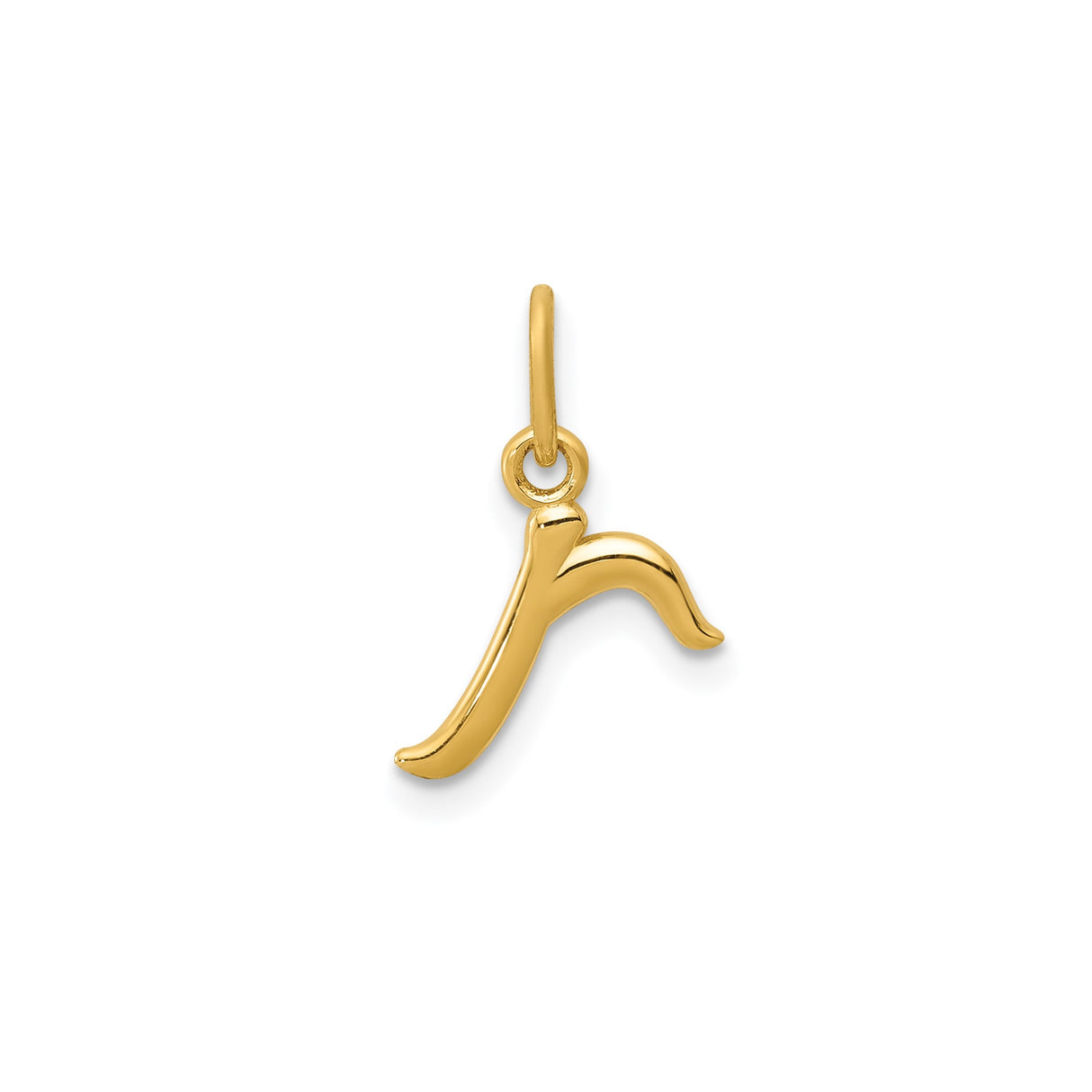 14k Yellow Gold Initial K Pendant, Script Monogram Letter Charm for Women