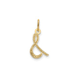 14k Yellow Gold Letter B Pendant, Script Style Lowercase Alphabet Charm for Women