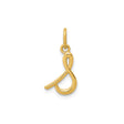 14k Yellow Gold Letter B Pendant, Script Style Lowercase Alphabet Charm for Women